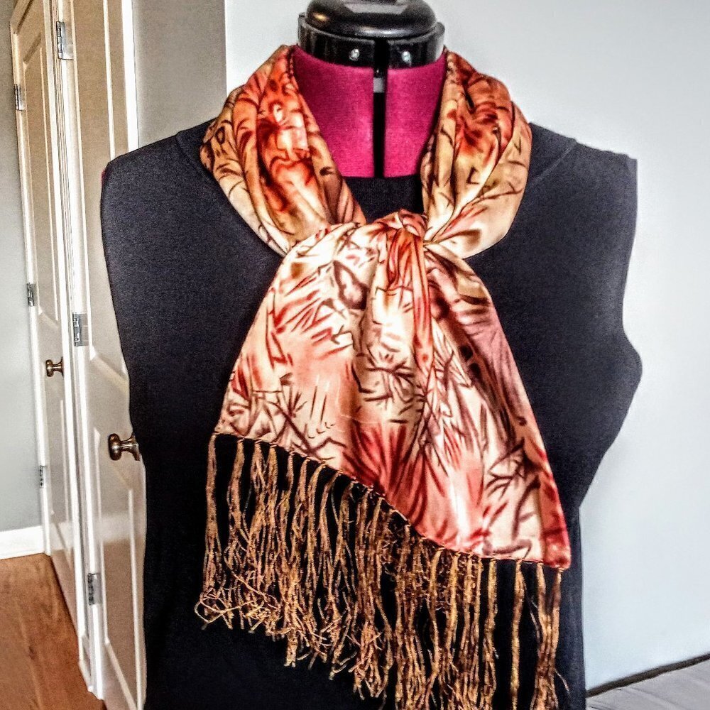 Rembrandt Pure Silk Oblong Fringed Scarf